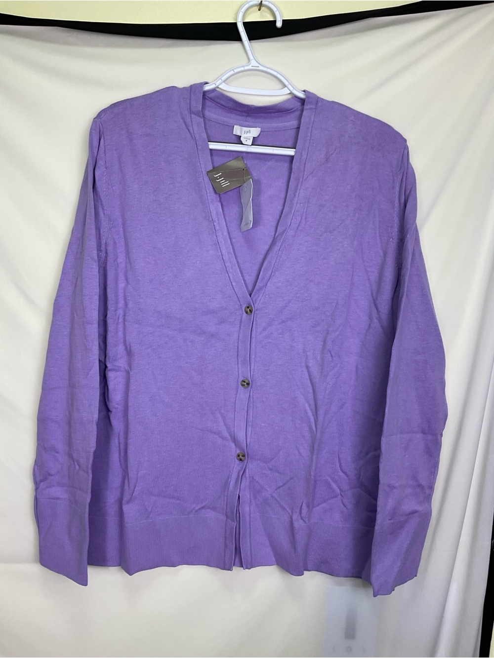 J. Jill V-Neck Button-Front Cardigan - Lavender